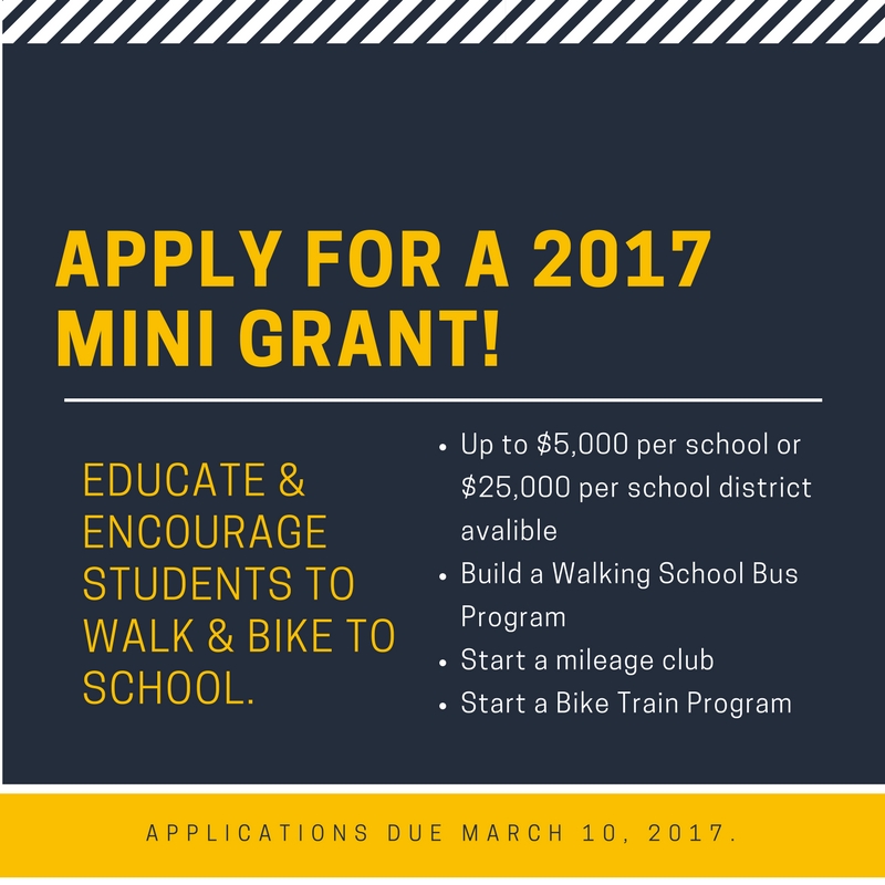 Apply for a 2017 mini grant title text with subtext detailing funding limits and program ideas