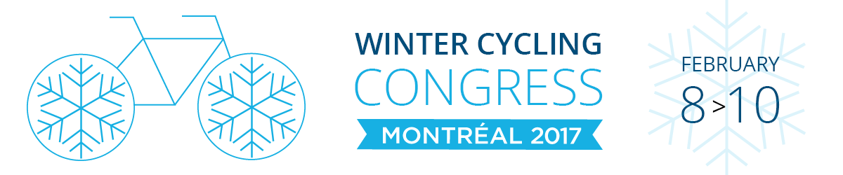 Winter cycling congress logo with picture of blue bicycle on the left 