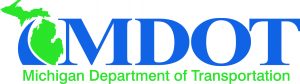 MDOT logo written in blue and Michigan Department of Transportation written in green 