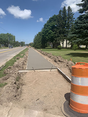 Brand new sidewalks in the process of being put in.