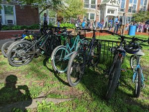 Bike rack in front of Burns Park Elementary in Ann Arbor